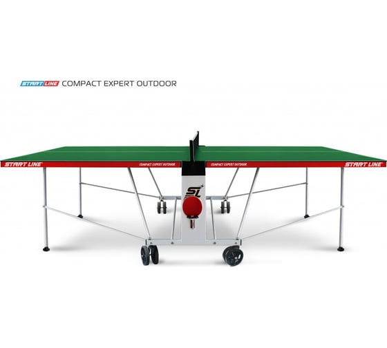 Теннисный стол Start Line Compact Expert Outdoor green, всепогодный, профессиональный, с встроенной сеткой 6044-31