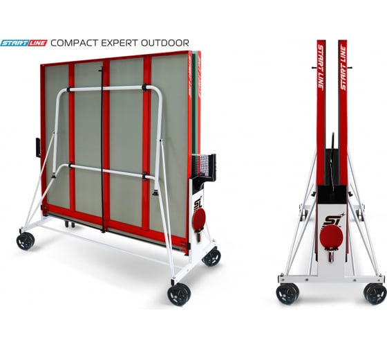 Теннисный стол Start Line Compact Expert Outdoor green, всепогодный, профессиональный, с встроенной сеткой 6044-31