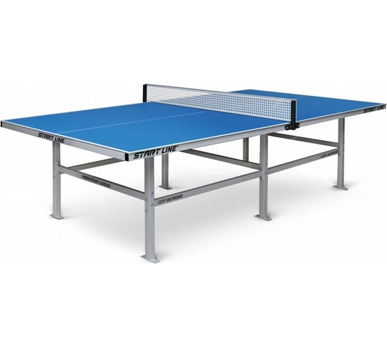 Теннисный стол Start Line City Outdoor blue, всепогодный, любительский, с встроенной сеткой 60-710