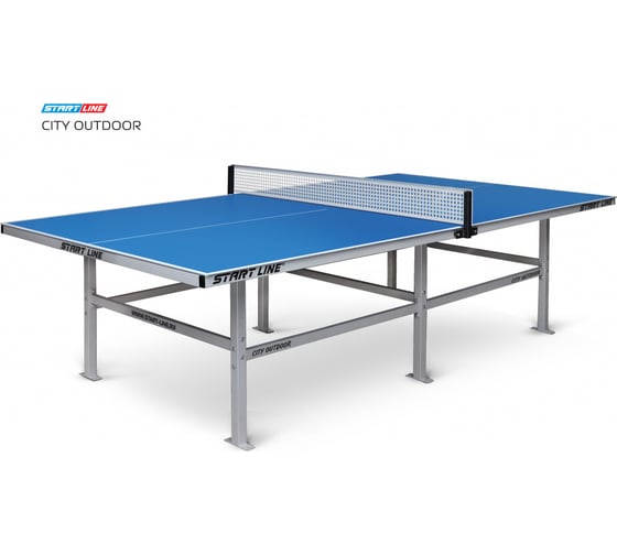 Теннисный стол Start Line City Outdoor blue, всепогодный, любительский, с встроенной сеткой 60-710