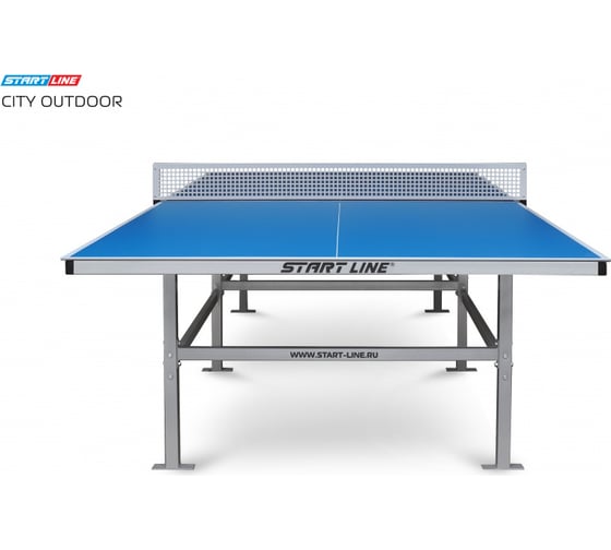 Теннисный стол Start Line City Outdoor blue, всепогодный, любительский, с встроенной сеткой 60-710