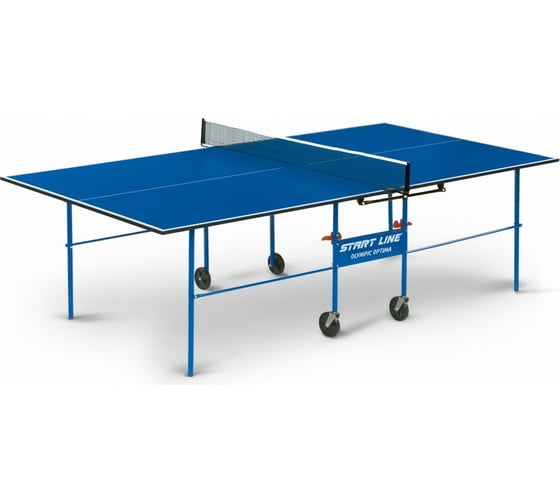 Теннисный стол Start Line Olympic Optima blue, любительский, для помещений, с встроенной сеткой 6023-2