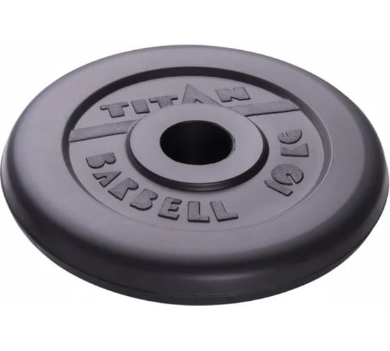 Обрезиненный диск ООО "Верхнеуральский завод РТИ" Barbell Титан, черный, 10 кг, 51 мм T10RD51B 1
