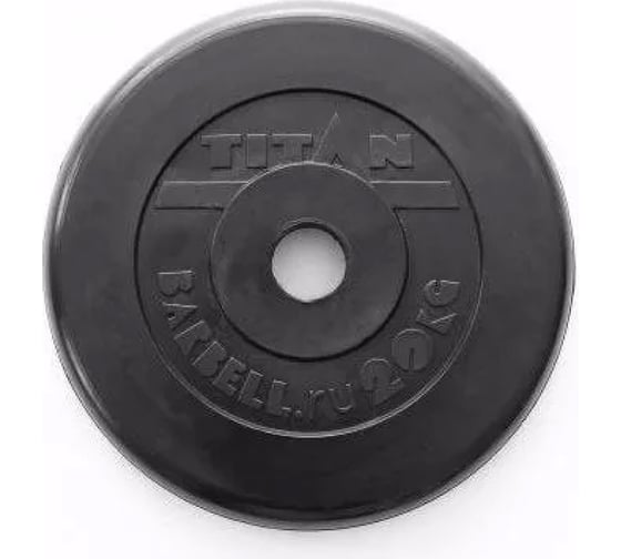 Обрезиненный диск ООО "Верхнеуральский завод РТИ" Barbell Титан, черный, 20 кг, 51 мм T20RD51B
