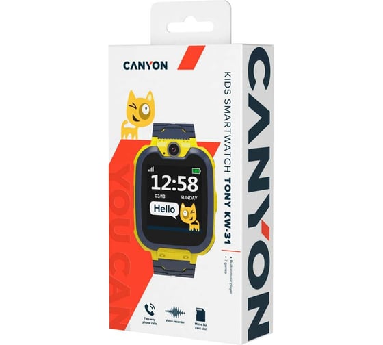 Детские умные часы Canyon Tommy KW-31 желто-серый CNE-KW31YB