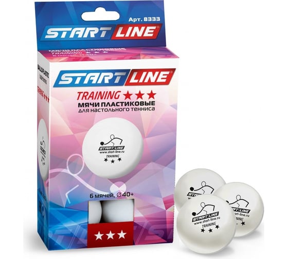 Мячи для настольного тенниса Start Line TRAINING 3* 6 мячей, белые 8333 1