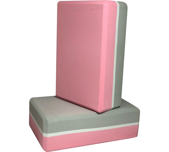 Блок для йоги ZDK розовый/белый/серый, 2шт, 23x15x8см, 180г ZDKblock7.5/08