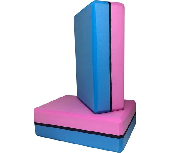 Блок для йоги ZDK розовый/черный/голубой, 2шт, 23x15x10см, 200г ZDKblock10/05 1