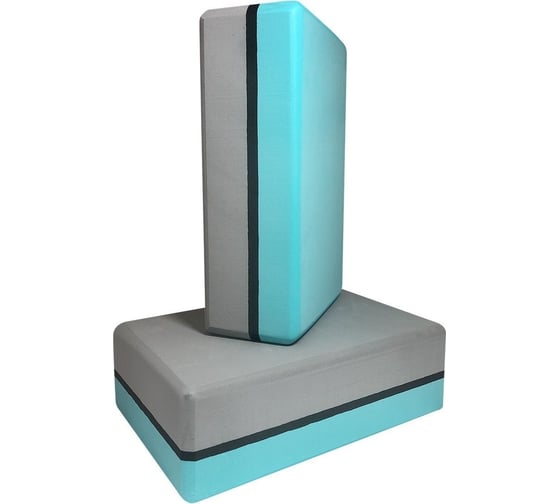 Блок для йоги ZDK голубой/черный/серый, 2шт, 23x15x8см, 180г ZDKblock7.5/04