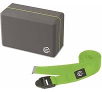 Набор для йоги и пилатеса Lite Weights блок, ремешок, серый/салатовый 5490LW