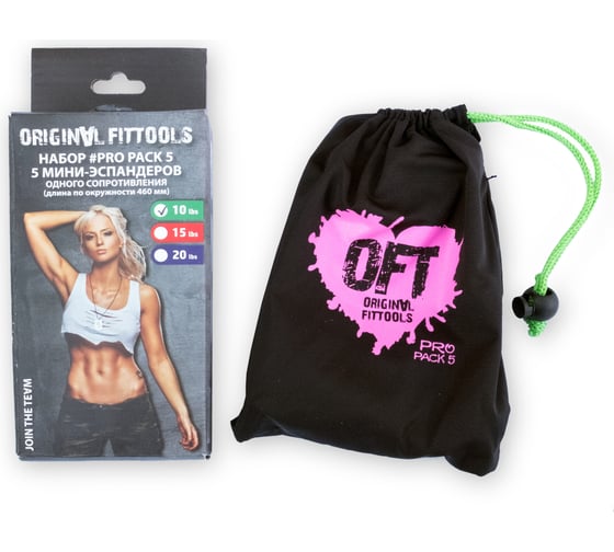 Набор из 5 мини-эспандеров одного сопротивления Original FitTools 10 LBS FT-PP10