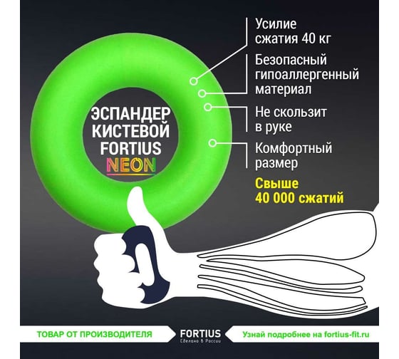 Кистевой эспандер для рук FORTIUS 3 шт. в тубусе H180701-203040FSETТ