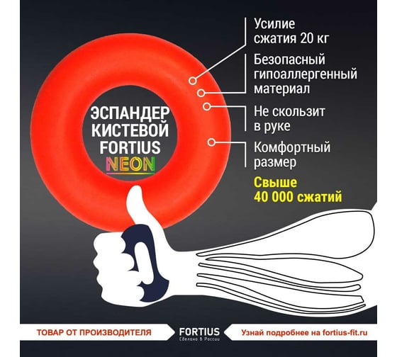 Кистевой эспандер для рук FORTIUS 4 шт. в тубусе H180701-10203040FSETТ