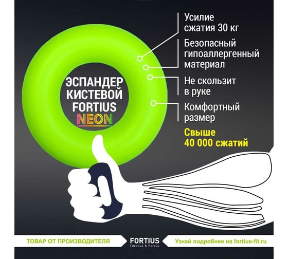 Кистевой эспандер для рук FORTIUS 4 шт. в тубусе H180701-10203040FSETТ