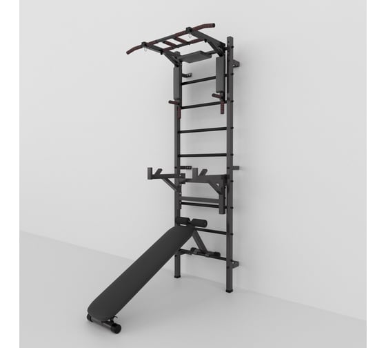Разборная шведская стенка BARFITS турник 3 в 1 Premium, стойка, скамья, черная 4607120000000 4607120459422