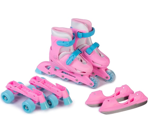 Коньки-ролики 3 в 1 Mobile Kid TWIN SEASONS размер M, PINK 4610088641154