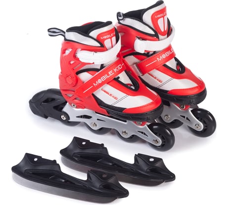 Коньки-ролики 2 в 1 Mobile Kid UNI SKATE размер M, RED WHITE 4610088641277
