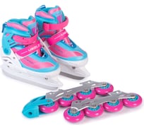 Коньки-ролики 2 в 1 Mobile Kid UNI SKATE размер M, CYAN PINK 4610088641260