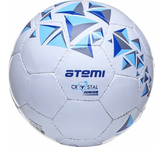 Футбольный мяч ATEMI CRYSTAL JUNIOR, PVC, белый/синий/голубой, р. 5, 7-10 лет 00-00007871 1