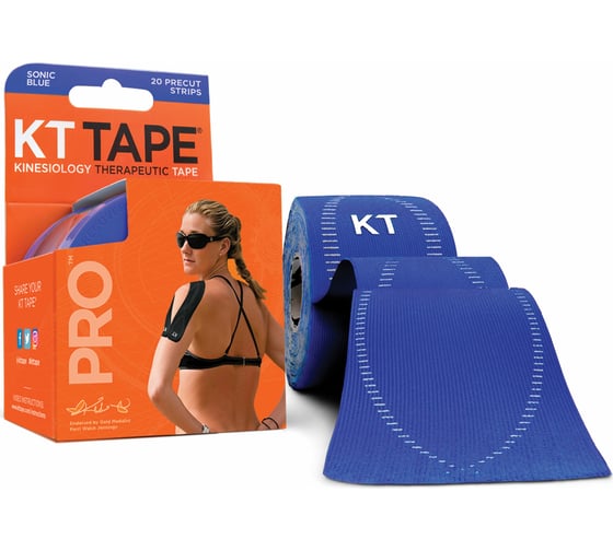 Спортивный тейп KT TAPE PRO Stealth Sonic Blue синий, 20 полосок 25.4 х 5 см 10000309 1