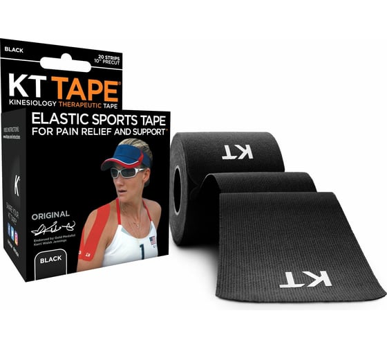 Спортивный тейп KT TAPE Cotton 20 полосок 25,4 × 5 см | Black (черный) 10000312