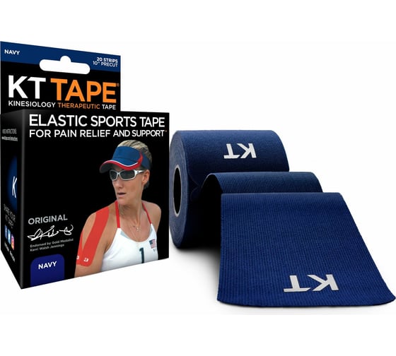 Спортивный тейп KT TAPE Cotton 20 полосок 25,4 × 5 см | Navy (синий) 10000317