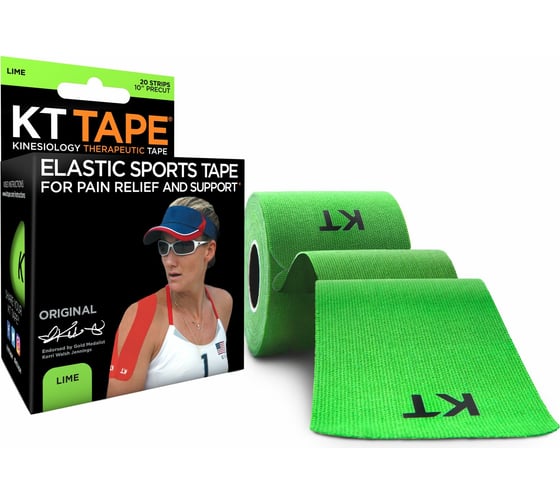 Спортивный тейп KT TAPE Cotton 20 полосок 25,4 × 5 см | Lime (салатовый) 10000316