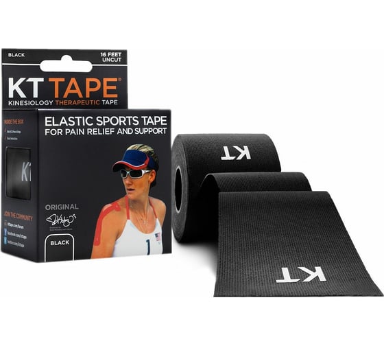 Спортивный тейп KT TAPE Cotton рулон 5 метров | Black (черный) 10000328 1
