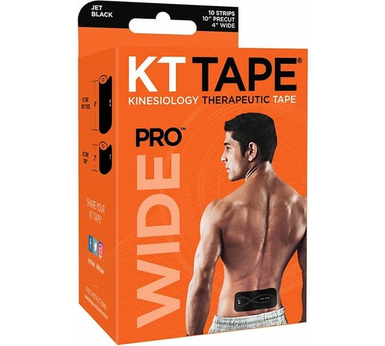 Спортивный тейп KT TAPE PRO Wide 10 полосок 25,4 × 10 см | Black (черный) 10000644