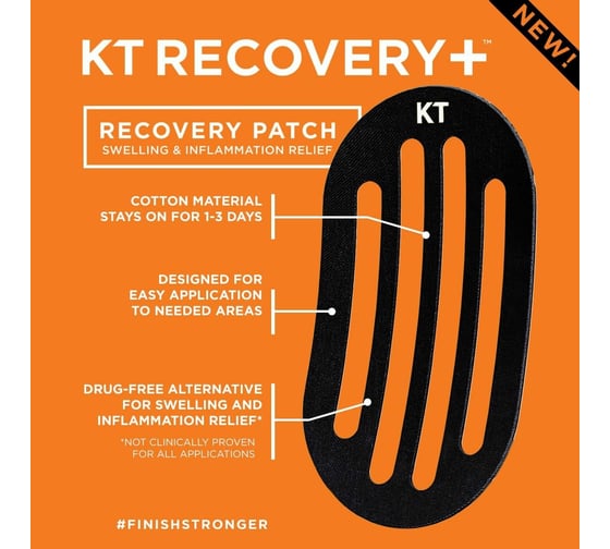 Спортивный тейп KT TAPE Аппликация для восстановления Recovery Patch (4 шт.) | Black (черный) 10000381