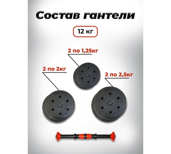 Пластиковая разборная гантель BARFITS 12кг 1181160709