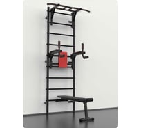 Шведская стенка BARFITS турник 3 хвата, брусья, скамья, черная 4607120459426