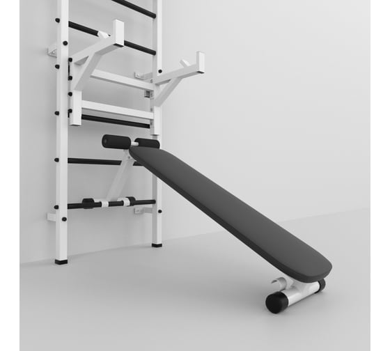Разборная шведская стенка BARFITS турник 3 в 1 Premium, стойка, скамья, белая 4607120459421