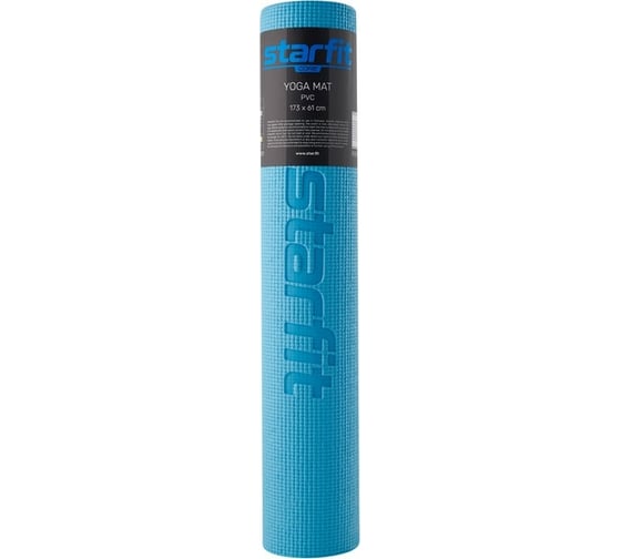 Коврик для йоги и фитнеса Starfit FM-101 PVC, 0.5 см, 173x61 см, синий пастель ЦБ-00001471