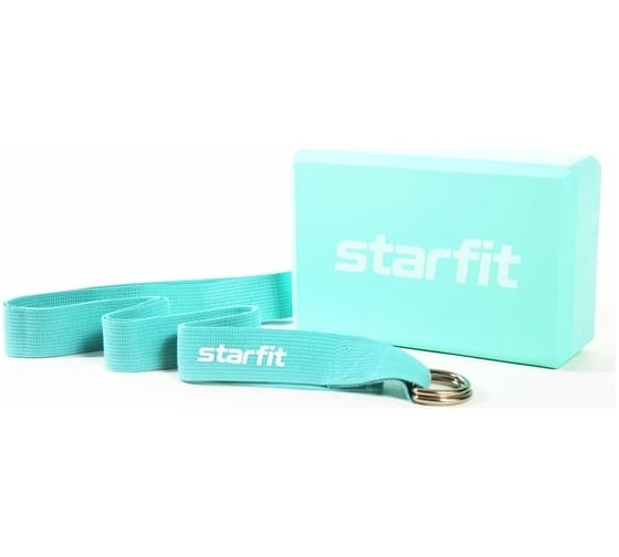 Блок и ремень для йоги Starfit YB-205 комплект, мятный УТ-00019227
