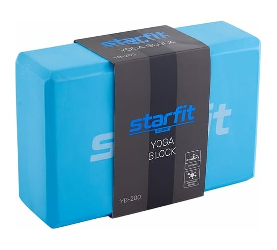 Блок для йоги Starfit YB-200 EVA, 8 см, 115 г, 22.5x15 см, синий пастель УТ-00018926