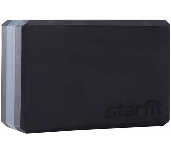 Блок для йоги высокой плотности Starfit YB-201 EVA, 10 см, 350 г, 22.8x15.2 см, черно-серый УТ-00019040 1
