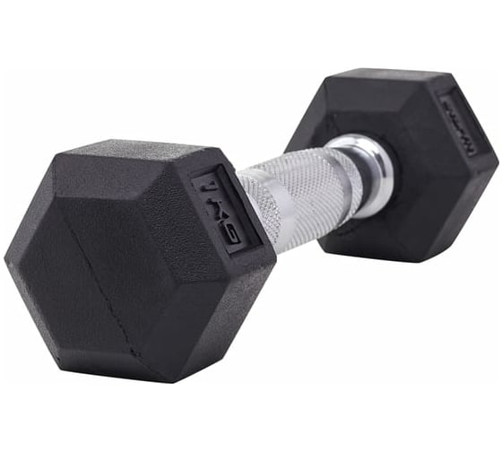 Гексагональная обрезиненная гантель Starfit DB-301 1 кг, черный УТ-00019782