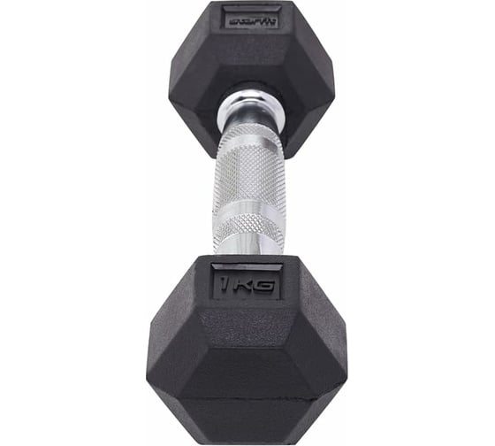 Гексагональная обрезиненная гантель Starfit DB-301 1 кг, черный УТ-00019782