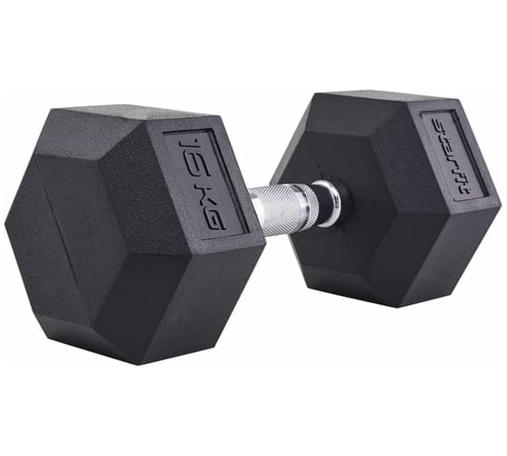 Гексагональная обрезиненная гантель Starfit DB-301 16 кг, черный УТ-00019794