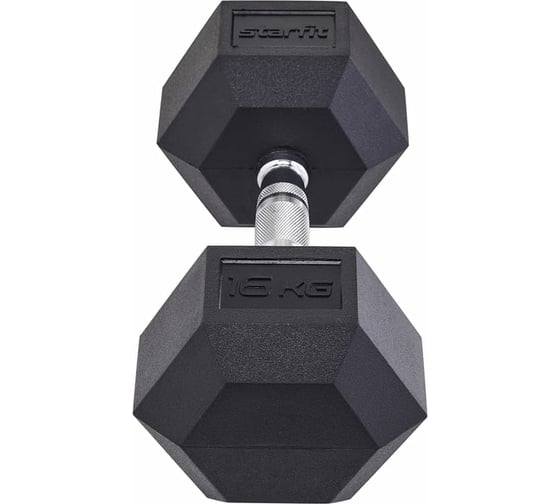 Гексагональная обрезиненная гантель Starfit DB-301 16 кг, черный УТ-00019794