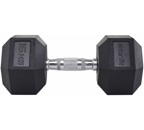 Гексагональная обрезиненная гантель Starfit DB-301 16 кг, черный УТ-00019794