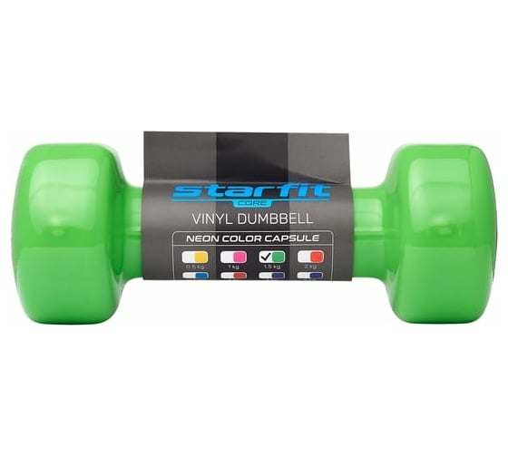 Виниловая гантель Starfit DB-101 1.5 кг, зеленый УТ-00018822