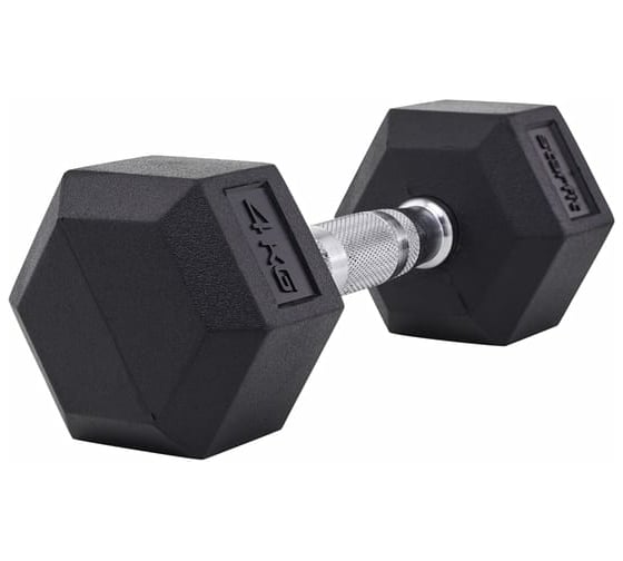 Гексагональная обрезиненная гантель Starfit DB-301 4 кг, черный УТ-00019785