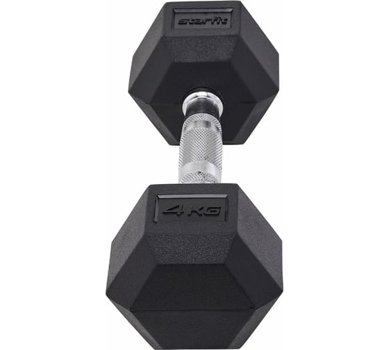 Гексагональная обрезиненная гантель Starfit DB-301 4 кг, черный УТ-00019785