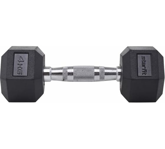 Гексагональная обрезиненная гантель Starfit DB-301 4 кг, черный УТ-00019785