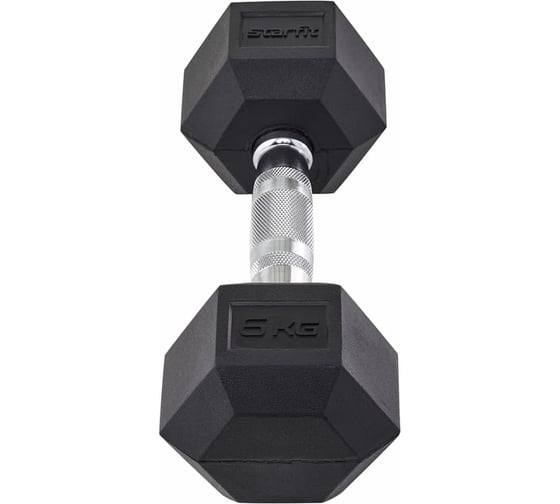Гексагональная обрезиненная гантель Starfit DB-301 6 кг, черный УТ-00019787