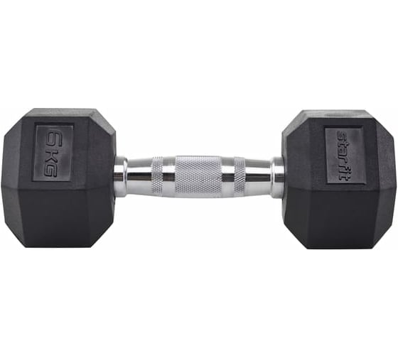 Гексагональная обрезиненная гантель Starfit DB-301 6 кг, черный УТ-00019787