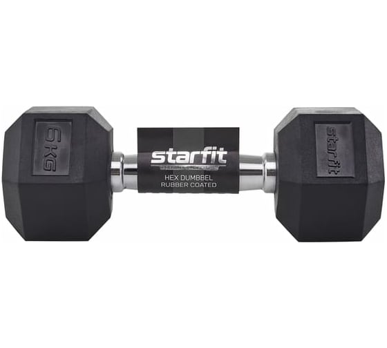 Гексагональная обрезиненная гантель Starfit DB-301 6 кг, черный УТ-00019787
