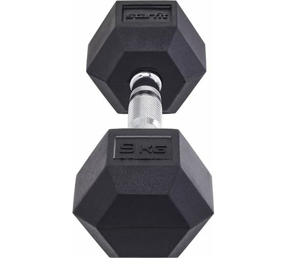 Гексагональная обрезиненная гантель Starfit DB-301 9 кг, черный УТ-00019790